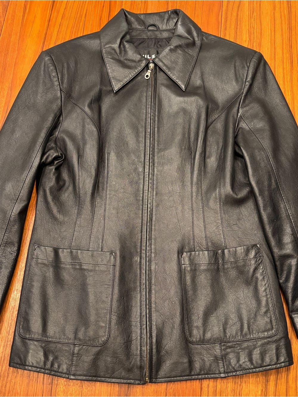 Wilsons Leather vintage Black Women's Zip-Front Leather Jacket